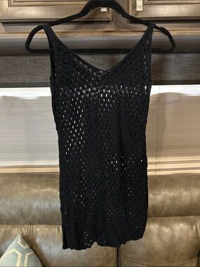 Black Open-Knit Sleeveless Cover-Up shirt